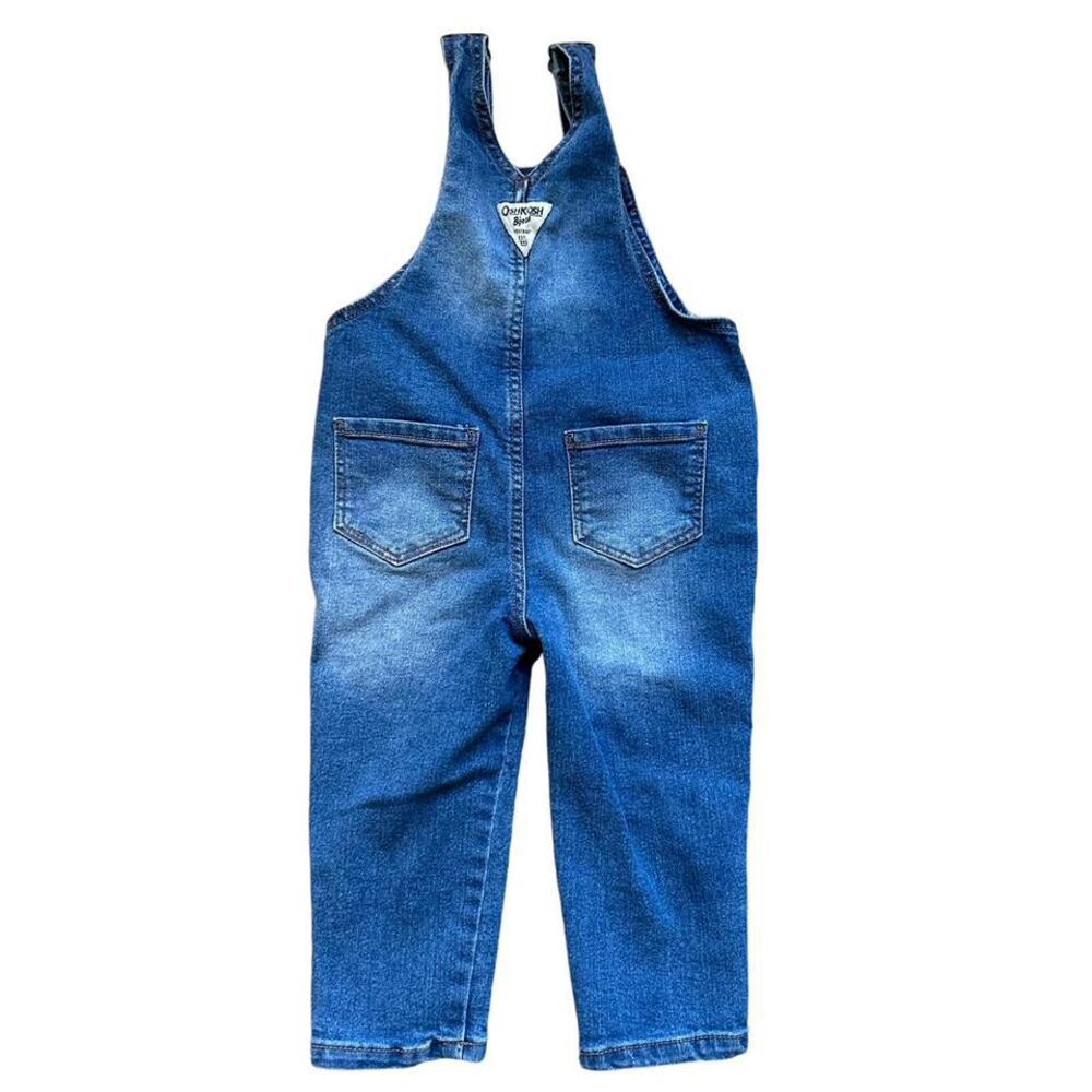 Oshkosh B'gosh Denim Overalls Pants Floral Embroidery Girls 2T Utility